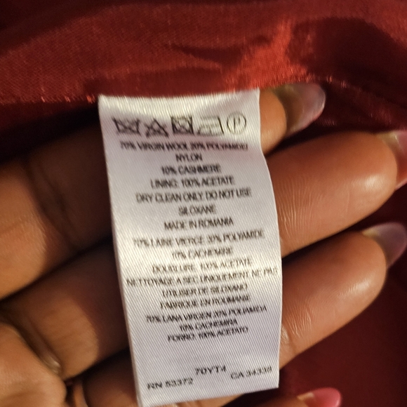 French Connection Red Pea Coat with Ruffle Detail - Picture 3 of 6